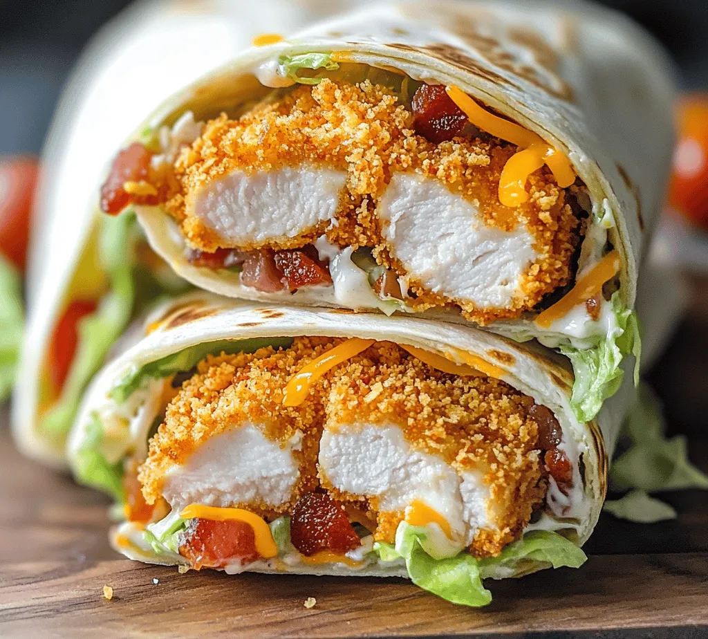 Wraps have rapidly gained popularity in modern cuisine, offering a convenient and delicious way to enjoy a variety of flavors and textures all in one hand-held meal. Perfect for busy weekdays, wraps can be easily customized to suit personal tastes, making them a favorite for both adults and children alike. One standout option that has captured the hearts (and appetites) of many is the Crispy Chicken Bacon Ranch Wrap. This recipe combines the irresistible crunch of crispy chicken, the savory goodness of bacon, and the creamy richness of ranch dressing to create a delightful dining experience.