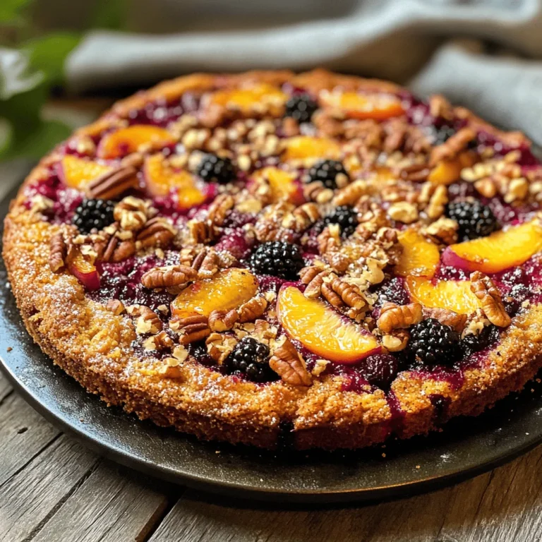 As summer wanes and the harvest season approaches, there's nothing quite as comforting as a warm slice of homemade Peach Blackberry Coffee Cake. This delightful dessert perfectly captures the essence of summer with its sweet, juicy peaches and tart blackberries nestled in a moist, tender cake. Each bite reveals a harmonious balance of flavors that is not only delicious but also evokes nostalgia for lazy afternoons spent with loved ones over coffee and cake. Whether you're looking for the ideal brunch treat or a sweet ending to a family gathering, this cake will surely impress.