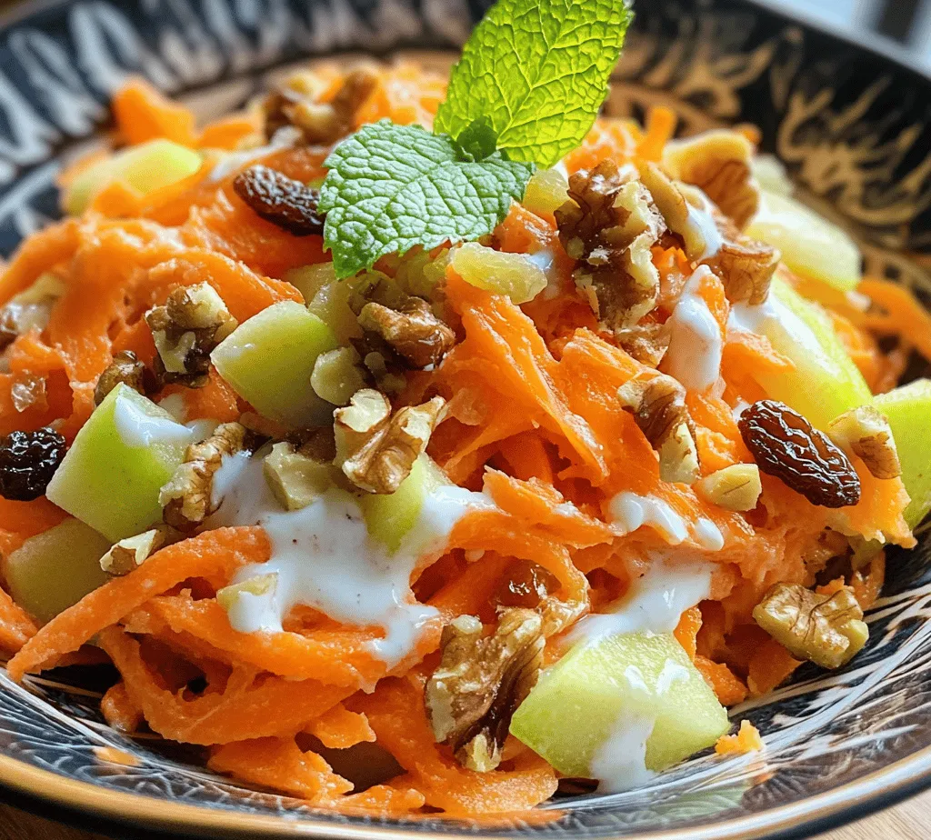 Welcome to the world of vibrant and refreshing dishes with our Crunchy Carrot Apple Delight. This recipe is a delightful fusion of flavors and textures, combining the natural sweetness of apples with the earthiness of carrots, all complemented by the crunch of nuts and the creaminess of yogurt. Perfect for a snack, side dish, or even a healthy dessert, this dish is versatile and can be enjoyed by everyone, from kids to adults.