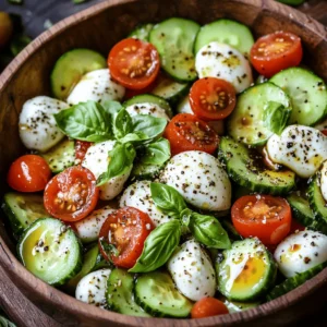 If you’re looking for a dish that perfectly embodies the essence of summer, the Refreshing Cucumber Caprese Salad is your answer. This delightful twist on the classic Caprese salad combines the crispness of cucumbers with the traditional flavors of fresh mozzarella, ripe cherry tomatoes, and fragrant basil. The result is a light, vibrant salad that not only pleases the palate but also offers a feast for the eyes.
