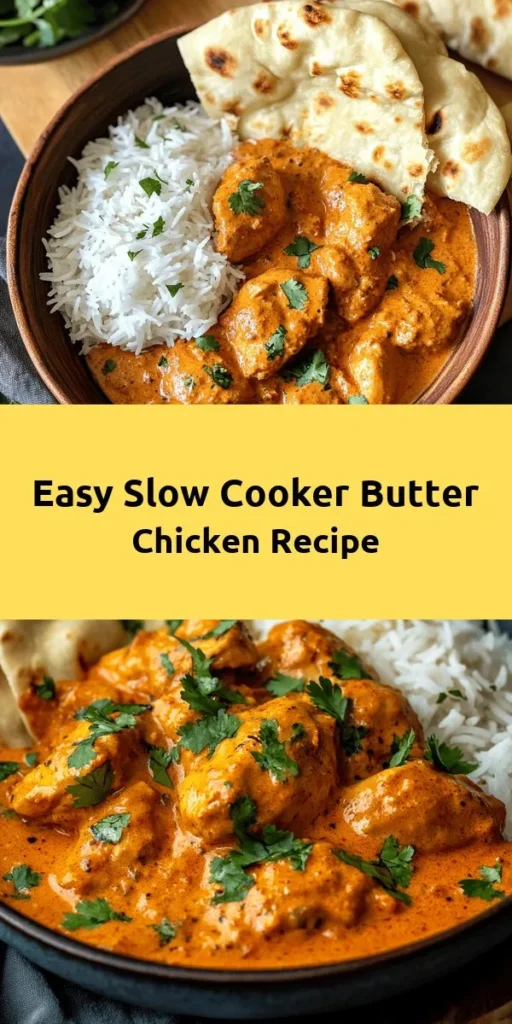 Indulge in the deliciousness of Butter Chicken Bliss! This creamy, fragrant dish combines tender chicken thighs with rich spices like garam masala and turmeric, simmered to perfection in your slow cooker. With aromatic garlic, ginger, and a touch of sweetness, it’s comfort food at its finest. Serve this savory masterpiece over fluffy basmati rice or with warm naan, and don’t forget to garnish with fresh cilantro for a burst of color. Perfect for family dinners!