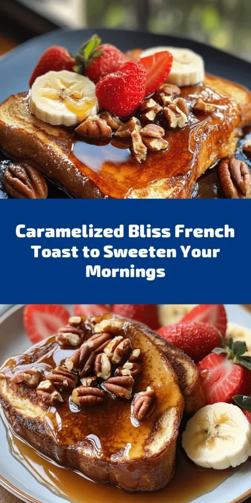 Indulge in a decadent breakfast with this Caramelized Bliss French Toast recipe! Made with thick-cut brioche, eggs, and a touch of cinnamon, this dish is elevated with a rich caramel topping and optional chopped nuts for added crunch. Drizzle with maple syrup and top with fresh fruit for a delightful finish. Perfect for brunch or a special morning treat, this recipe comes together in just 20 minutes. Your taste buds will thank you!