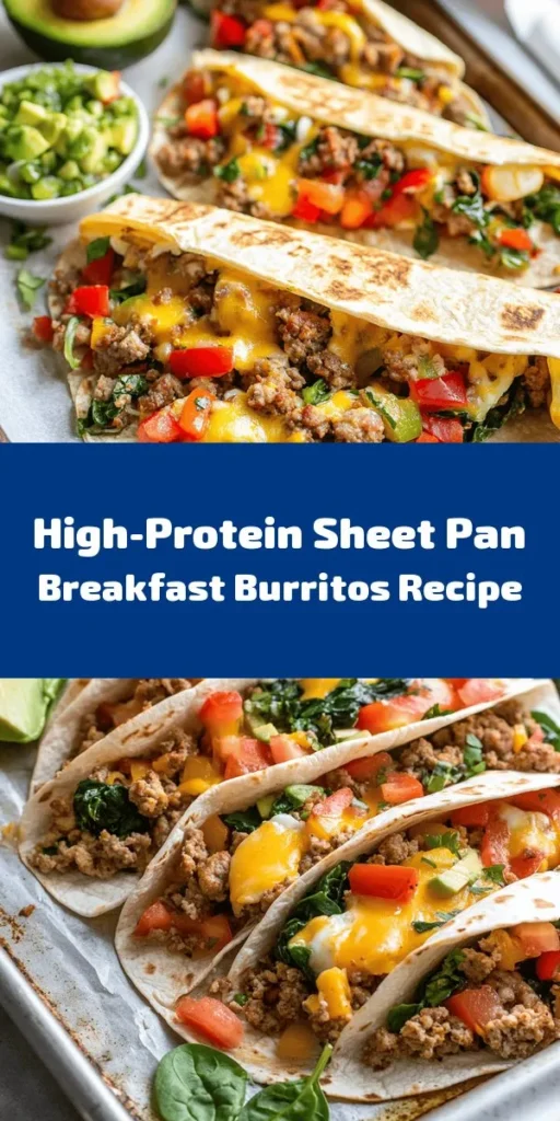 Kickstart your day with these delicious macro-friendly, high-protein sheet pan breakfast burritos! Packed with egg whites, turkey sausage, black beans, and colorful veggies, they're a nutritious way to fuel your morning. Simply bake, assemble in whole wheat tortillas, and enjoy. Perfect for meal prep, these burritos are not just tasty but also customizable with your favorite toppings like salsa and avocado. Quick to make and even easier to love!