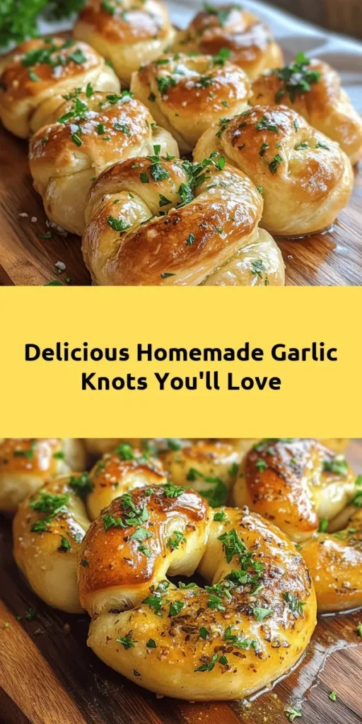 Indulge in the delightful aroma of homemade garlic knots with this easy recipe! Perfect for parties or a cozy night in, these knots are made from scratch using simple ingredients like all-purpose flour, yeast, and fresh garlic. After a quick rise, they're shaped into perfect knots, brushed with a flavorful garlic butter mixture, and baked until golden brown. Serve them warm with marinara sauce for a deliciously satisfying treat that everyone will love!