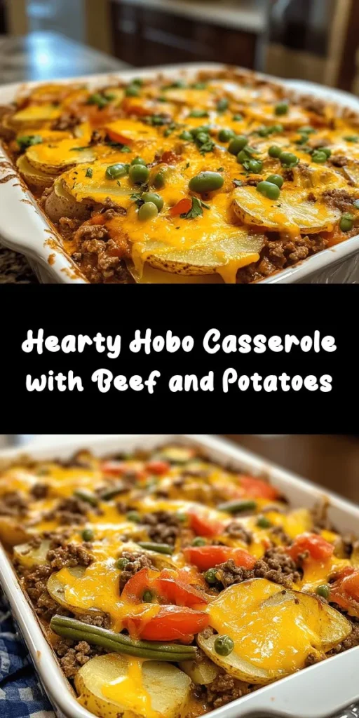 This comforting Hobo Casserole with Ground Beef and Potatoes is the perfect weeknight dinner! With layers of seasoned beef, fresh vegetables, and gooey cheddar cheese, it comes together easily and is ready in just one hour. Simply brown the beef, sauté some onions, and layer everything in a baking dish for a delicious meal that serves six. Packed with flavor and perfect for feeding the family, this dish is sure to become a favorite!