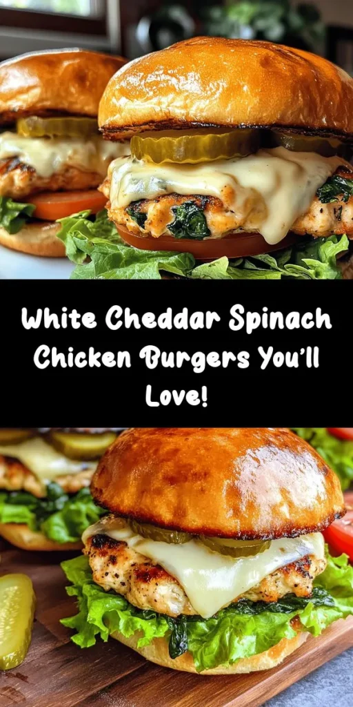 Indulge in the deliciousness of homemade White Cheddar and Spinach Chicken Burgers! These juicy patties are packed with ground chicken, fresh spinach, and creamy white cheddar, offering a burst of flavor in every bite. Perfect for grilling season, they come together in just 30 minutes. Serve them on toasted buns with your favorite toppings like lettuce, tomato, and mayo for a delightful meal. Your taste buds will thank you!