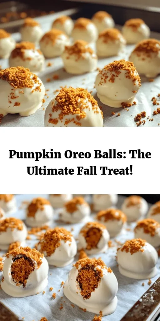 Craving a tasty autumn treat? Try these Pumpkin Oreo Balls! Made with Pumpkin Spice Oreo cookies, creamy pumpkin puree, and a hint of pumpkin pie spice, these no-bake delights are rolled into bite-sized balls and coated in smooth white chocolate. Perfect for gatherings or a cozy night in, they’re super easy to make and ready in just an hour. Add a sprinkle of pumpkin spice for an extra festive touch! Enjoy every decadent bite.