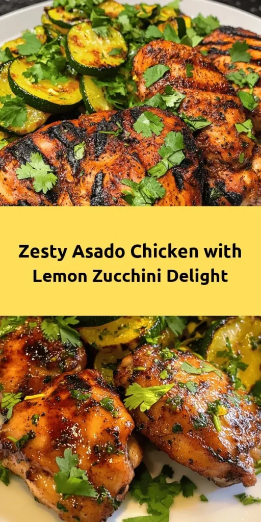 Discover the delicious combination of Asado Chicken and zesty sautéed lemon zucchini! This easy recipe features marinated chicken thighs grilled to perfection, bursting with flavors from smoked paprika, cumin, and orange juice. Pair it with vibrant lemon zucchini for a fresh twist. Perfect for dinner, this dish is not only tasty but also visually appealing. Make it for your next meal and enjoy the explosion of flavors!